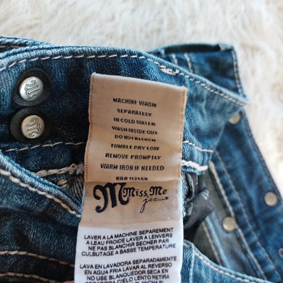 Miss Me Jeans Women's JP4009SK-2 Skinny Distressed Cuffed Leg Denim Jean Siz 26 - Picture 9 of 13